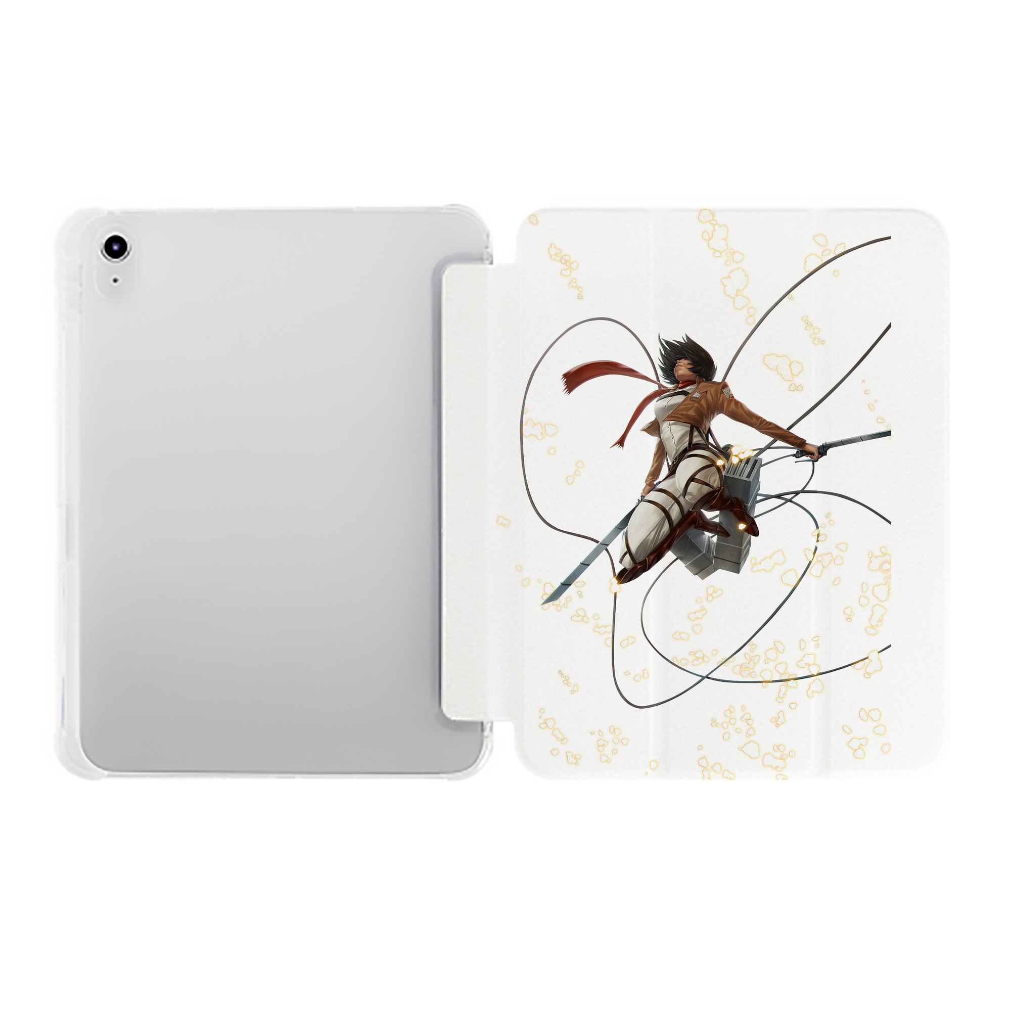 （画像用） 進撃の巨人 ミカサ·アッカーマン Attack on Titan Mikasa Ackerman IPad ケース ペン収納付き 三つ折りスタンド PUレザー×シリコン 対応機種9.5/10.5/10.9インチ